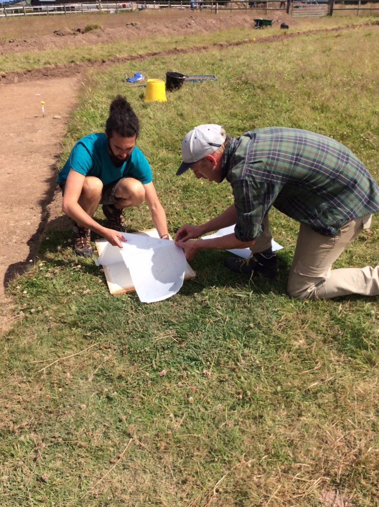 Duncan and Axel start to draw a plan of trench 9