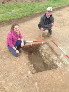 Volunteers Kathryn and Jonathan with their excavated ditch