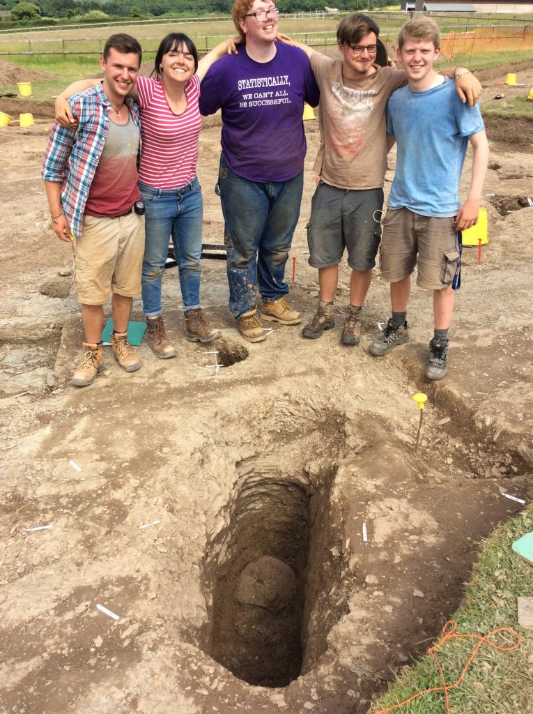 Stewart, Thea, Jon, Max and Eli with the quern stone ditch